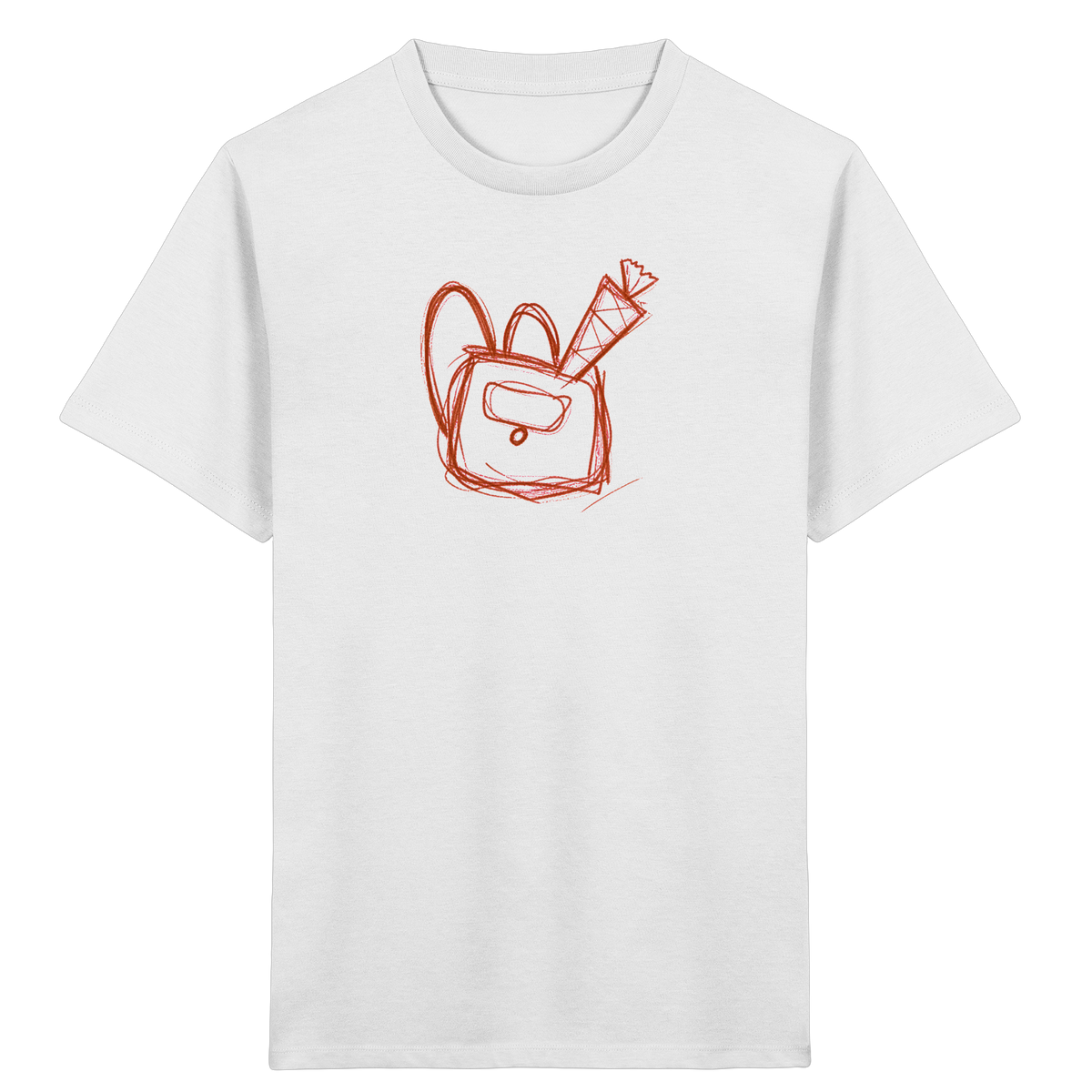 Zimtbrauner Ranzen mit Schultüte - Kinder Bio T-Shirt