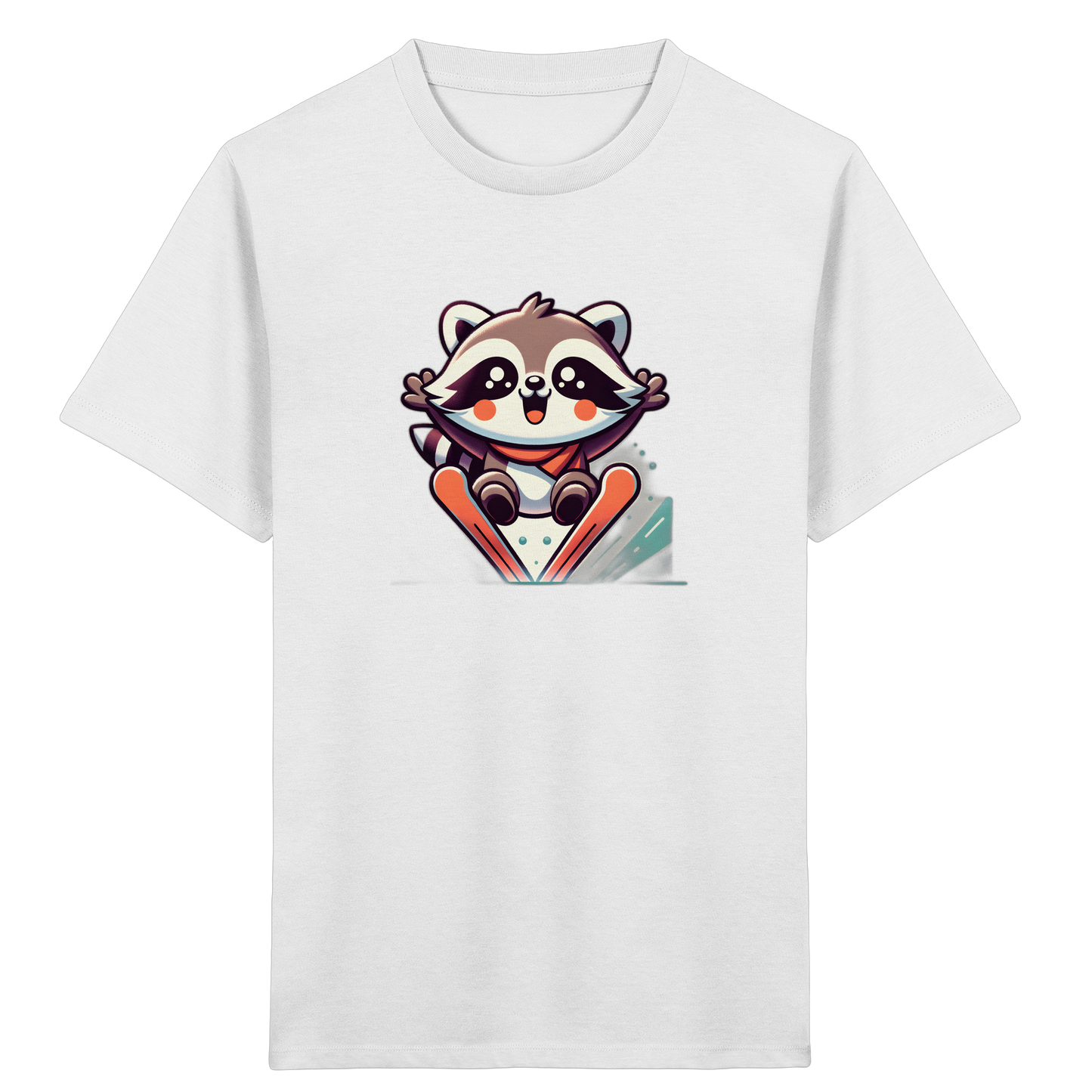 Fröhlicher Waschbär auf Skiern T-Shirt
