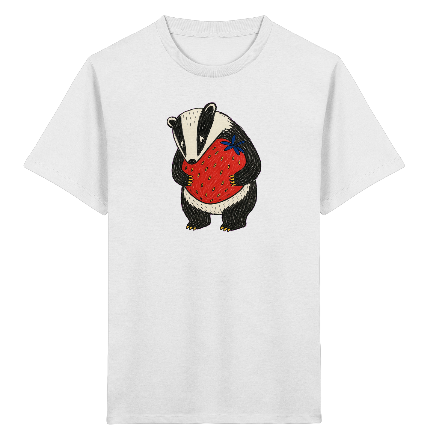 Süßer Dachs mit roter Erdbeere - Kinder Bio T-Shirt