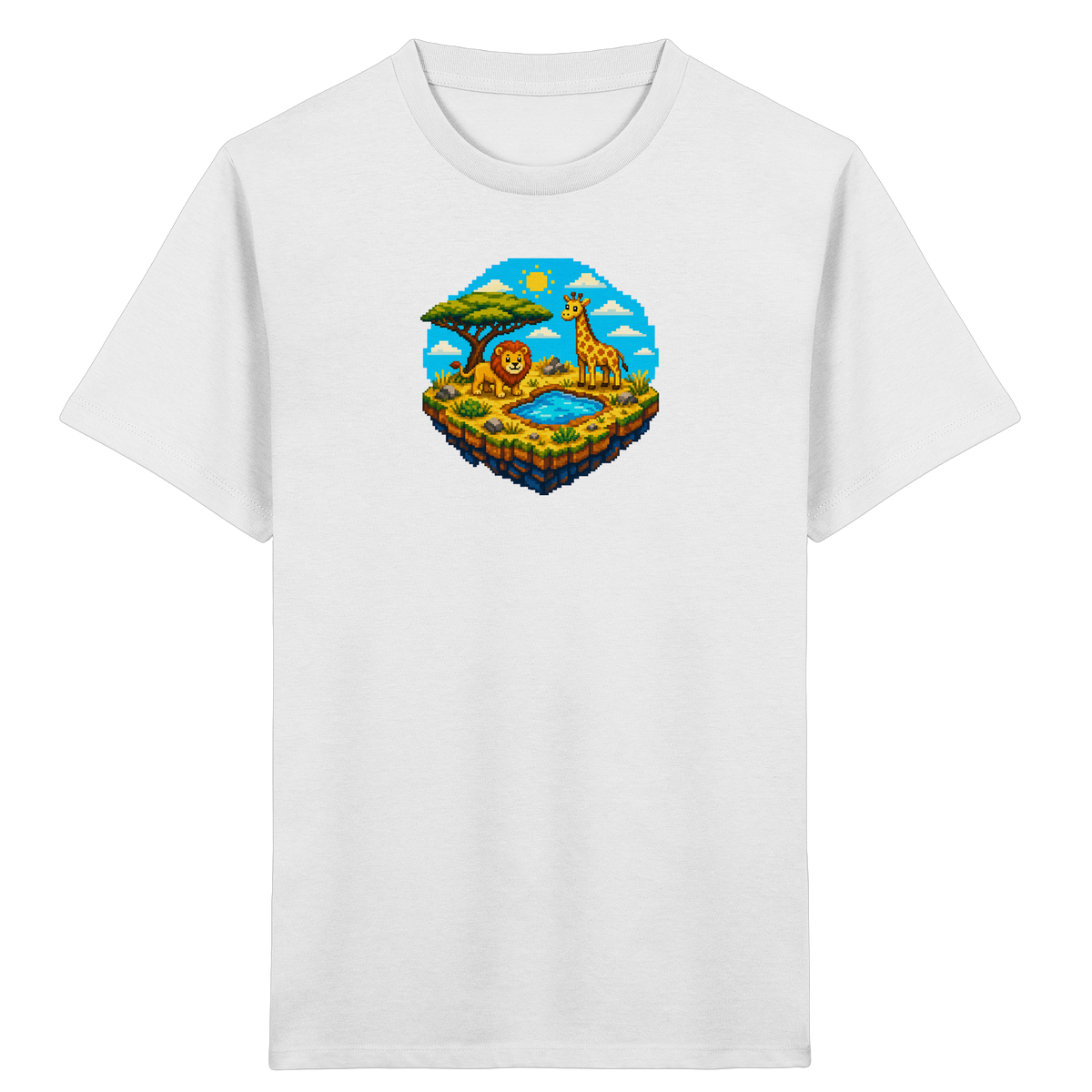 Verspieltes Pixel Safari T-Shirt Kinder - Kinder Bio T-Shirt