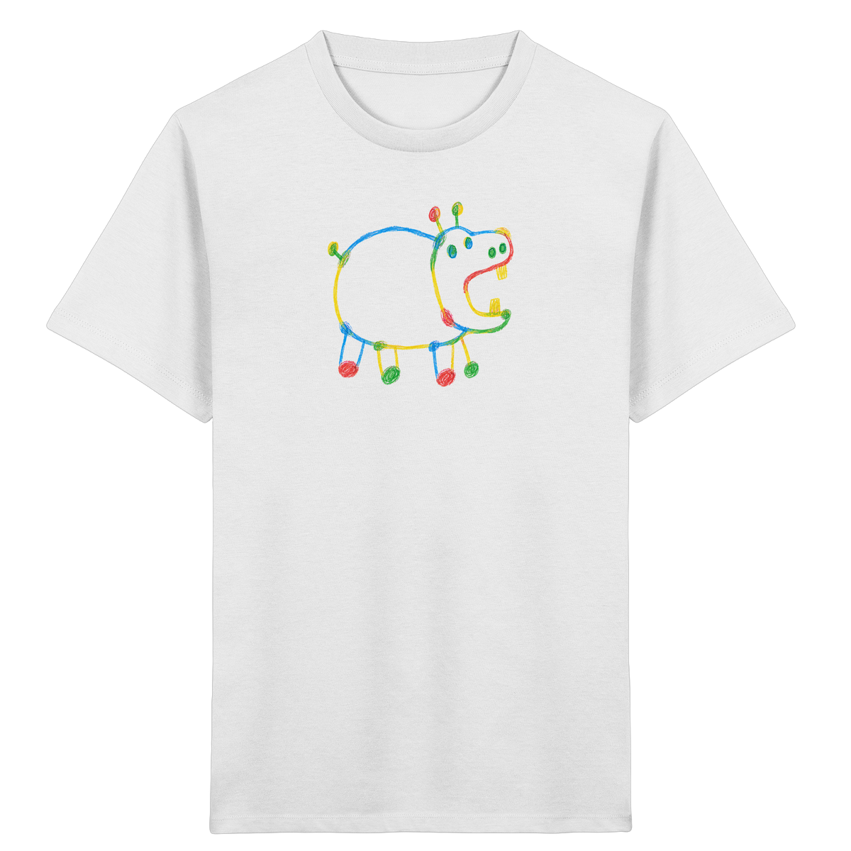 Buntes Farbpunkt Nilpferd Shirt - Kinder Bio T-Shirt