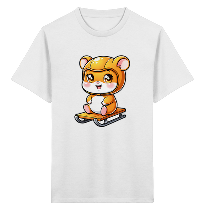 Kinder-T-Shirt mit Hamster auf einem Schlitten
