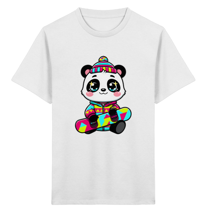 Kinder-T-Shirt mit Panda auf einem Snowboard