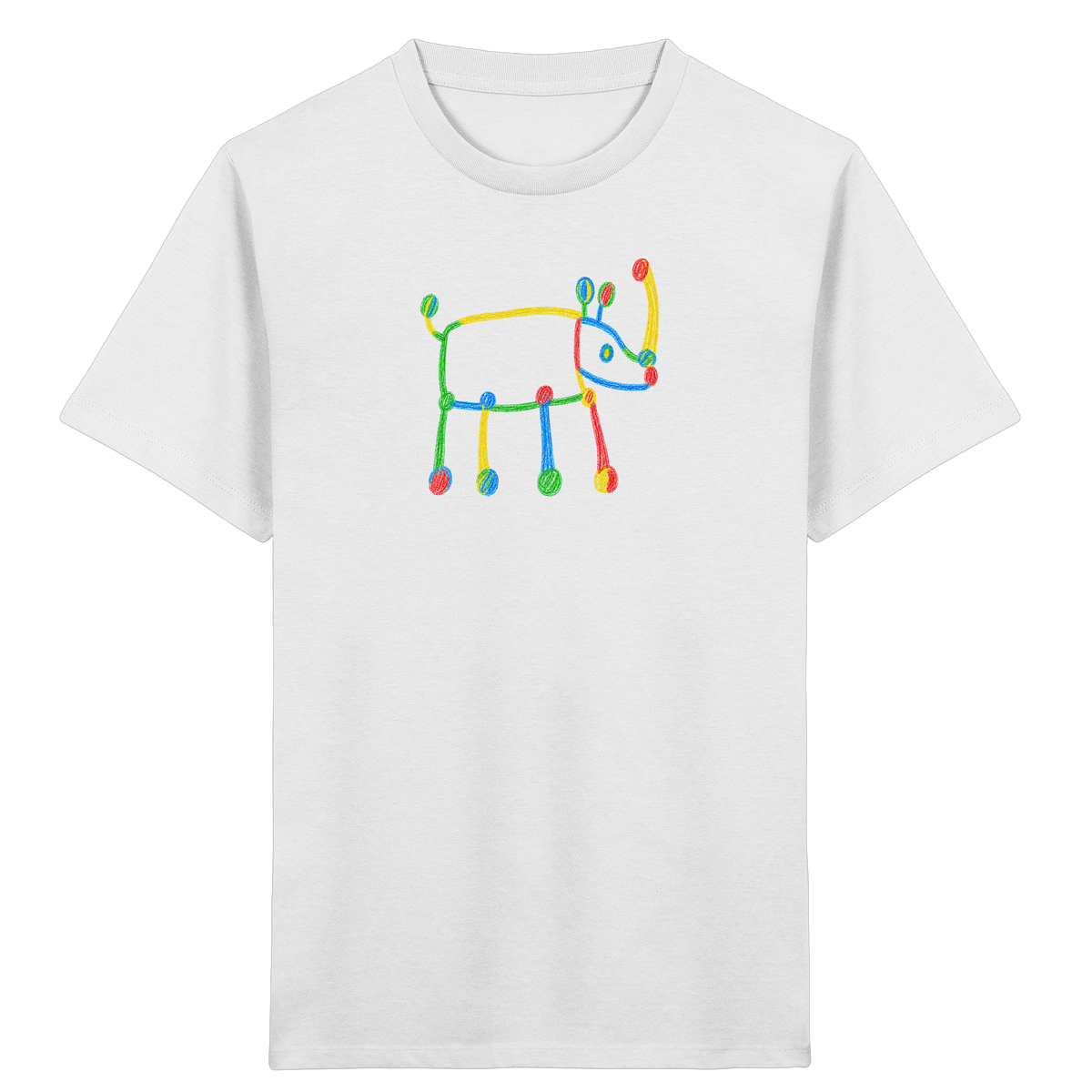 Buntes Farbpunkt Nashorn Shirt - Kinder Bio T-Shirt