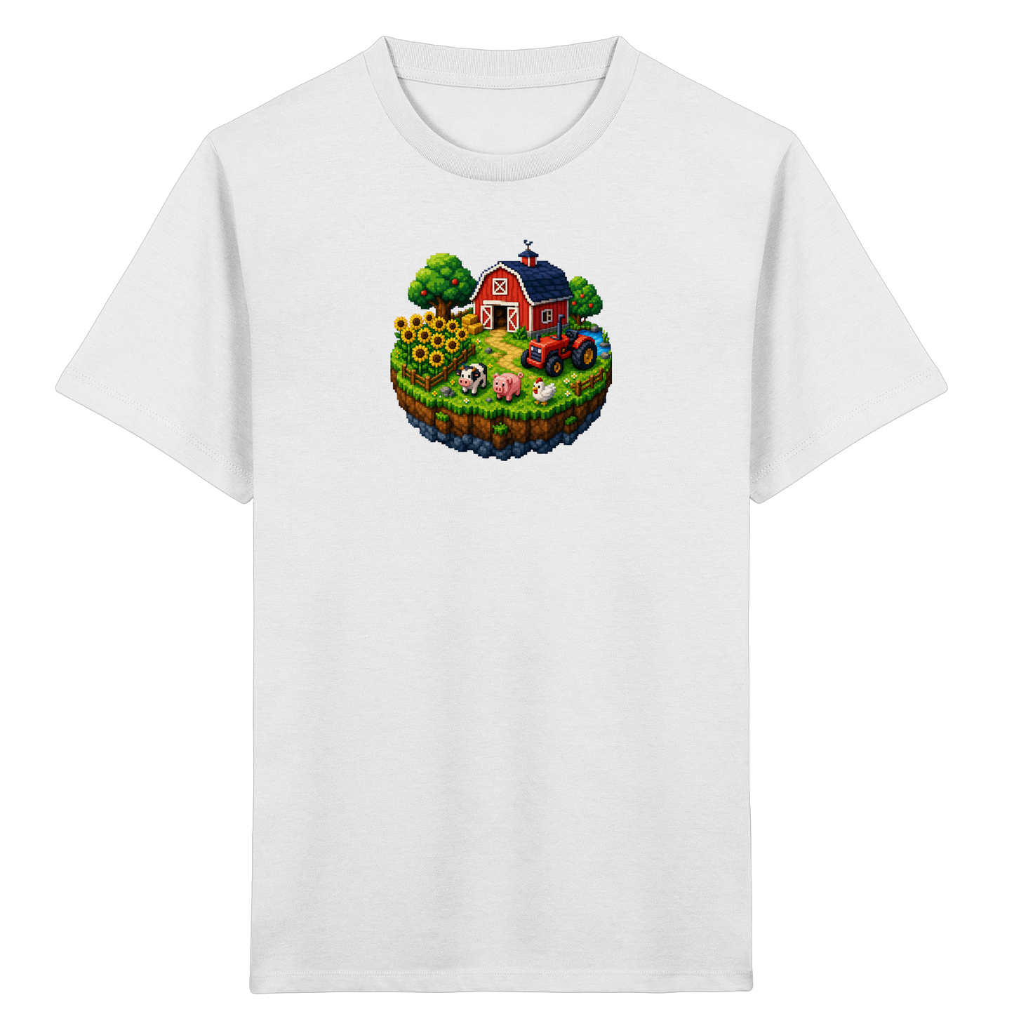 Niedliches Bauernhof Pixel-Art T-Shirt - Kinder Bio T-Shirt