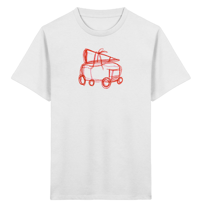 Rostroter Schulbus mit Schultüte - Kinder Bio T-Shirt