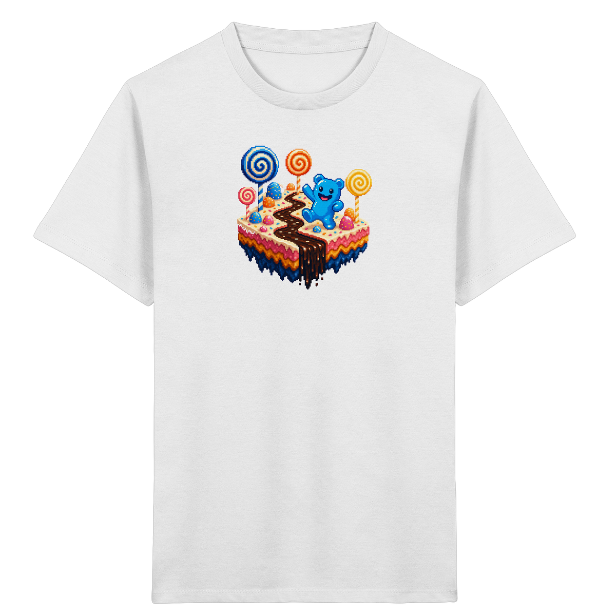 Pixel Gummibärchen auf süßer Insel - Kinder Bio T-Shirt
