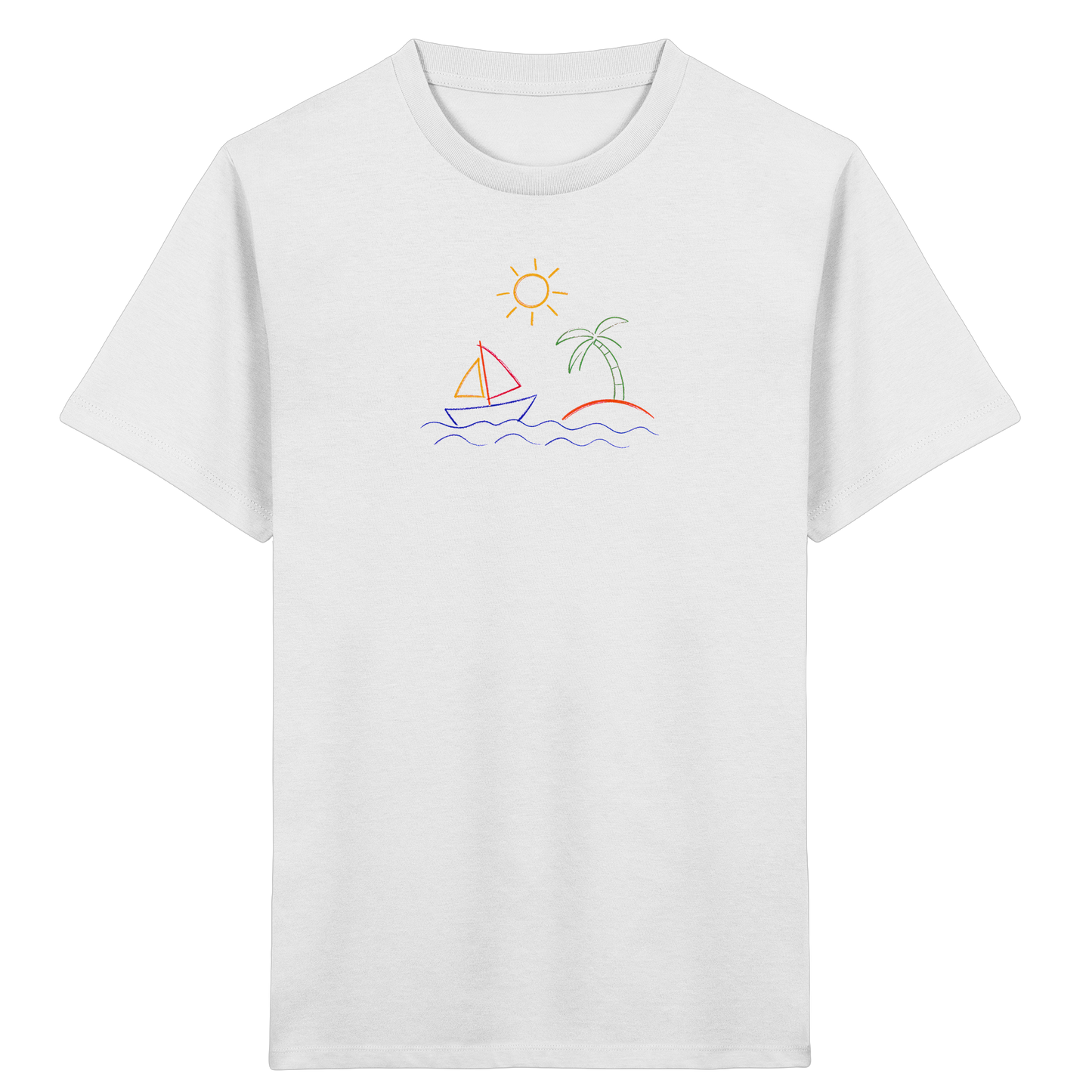 Fröhliches T-Shirt mit Segelboot Motiv - Kinder Bio T-Shirt