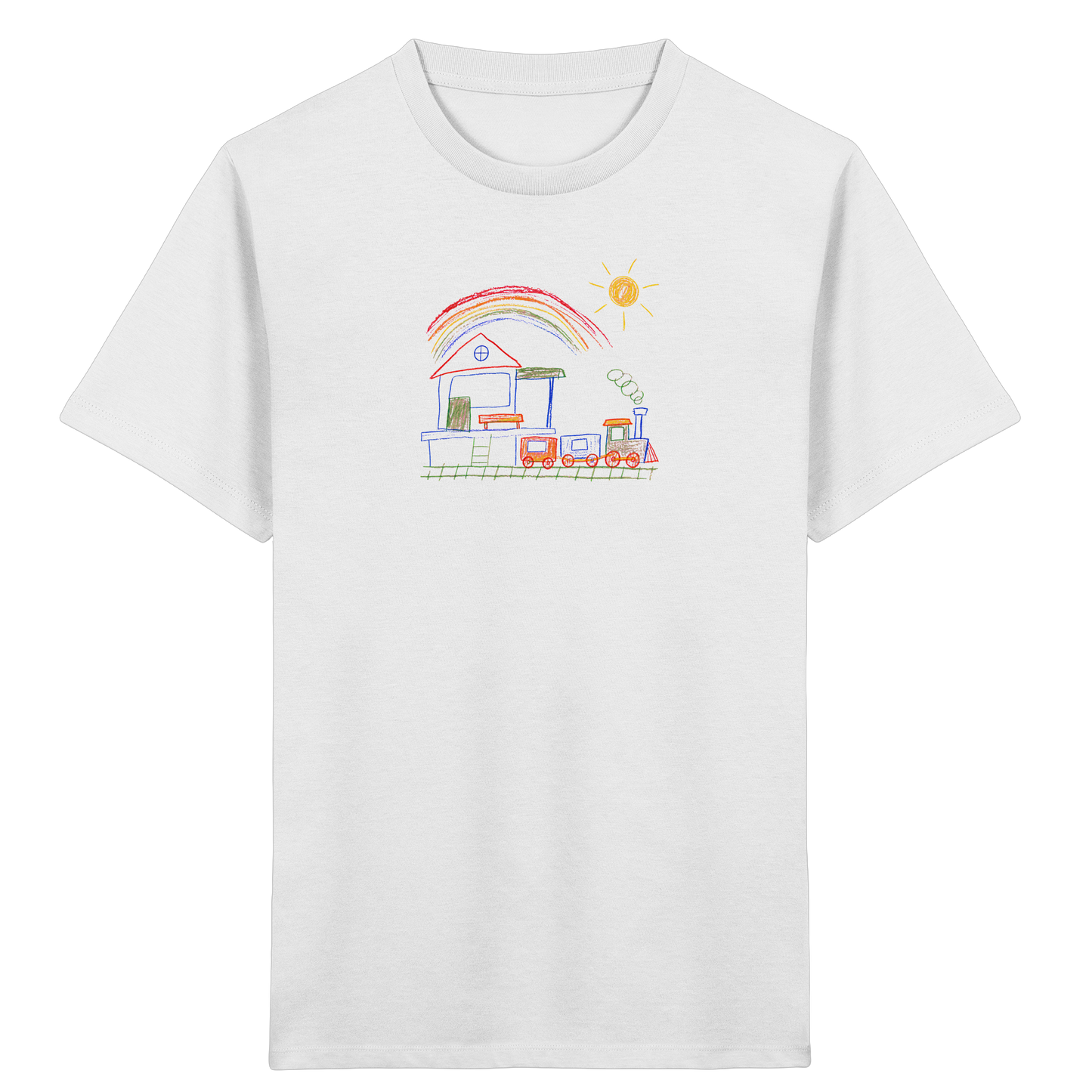 Buntes Kinder T-Shirt mit Zugmotiv - Kinder Bio T-Shirt