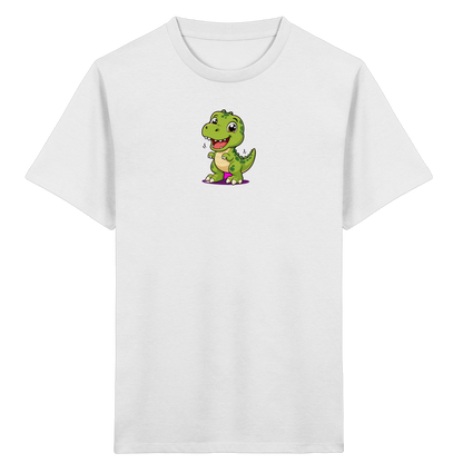 Fröhlicher Dino mit rosa Füßen Kinder T-Shirt - Kinder Bio T-Shirt