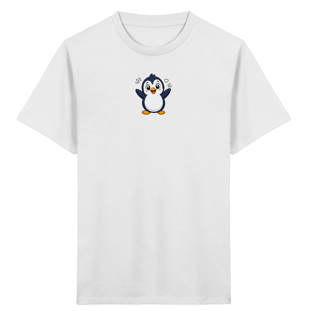 Fröhlicher Pinguin: Kinder-T-Shirt mit Herzchen - Kinder Bio T-Shirt