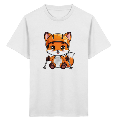 Fuchs auf Skiern – Kinder Bio-T-Shirt