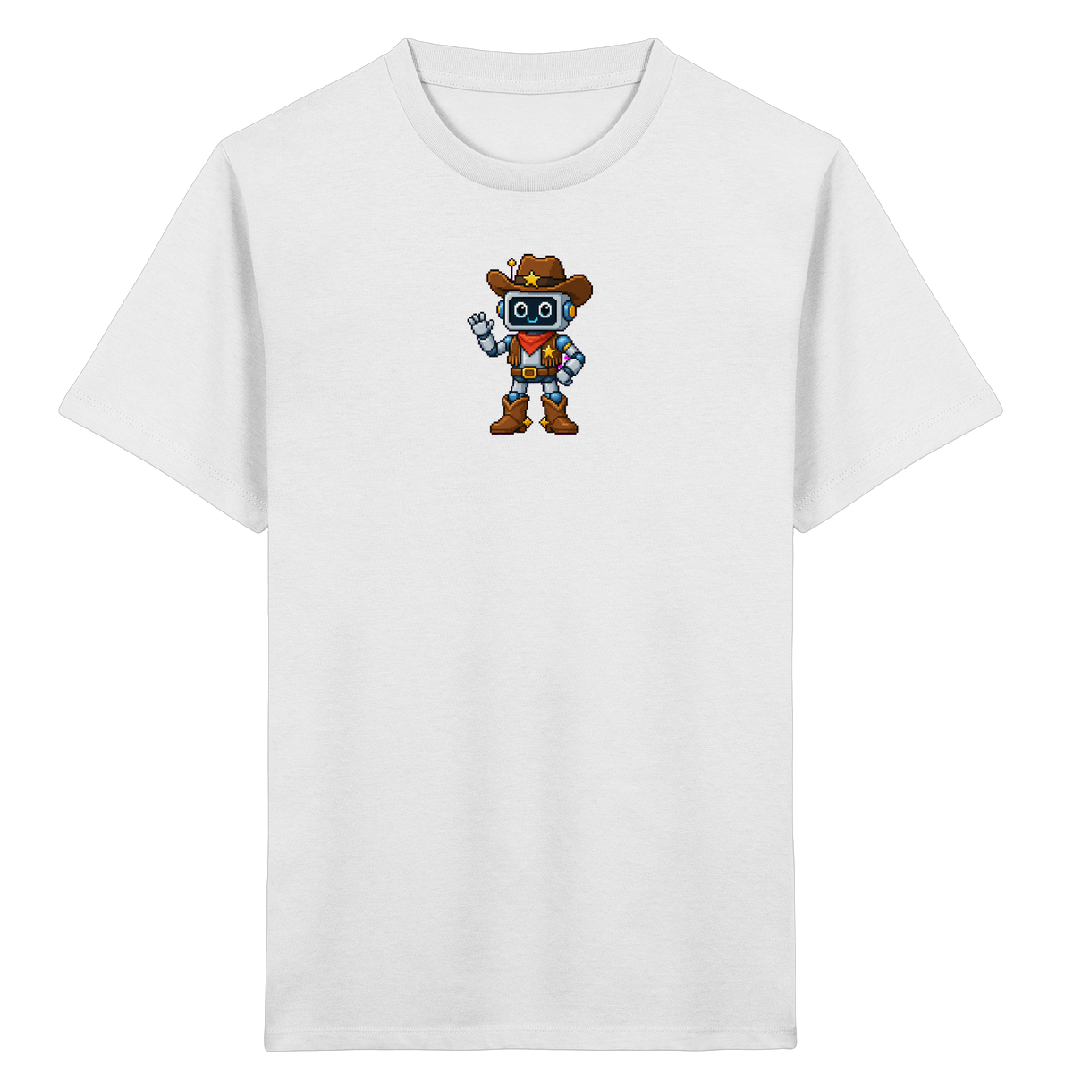 Pixel Roboter T-Shirt: Freundliches Lächeln - Kinder T-Shirt