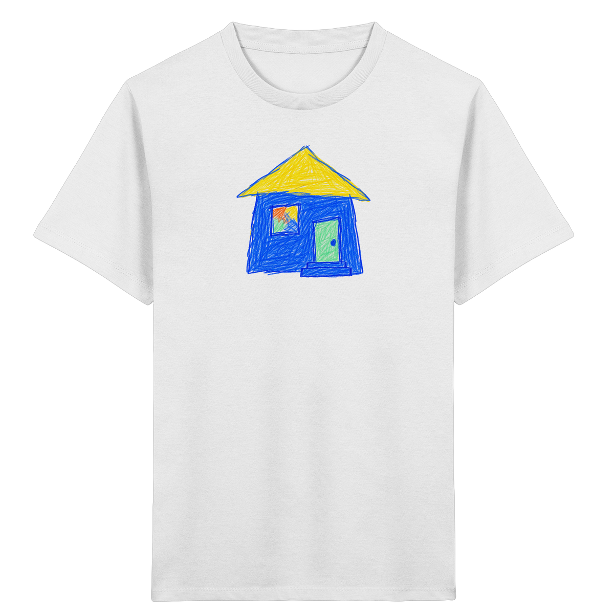 Blaues Regenbogenfenster Haus - Kinder Bio T-Shirt