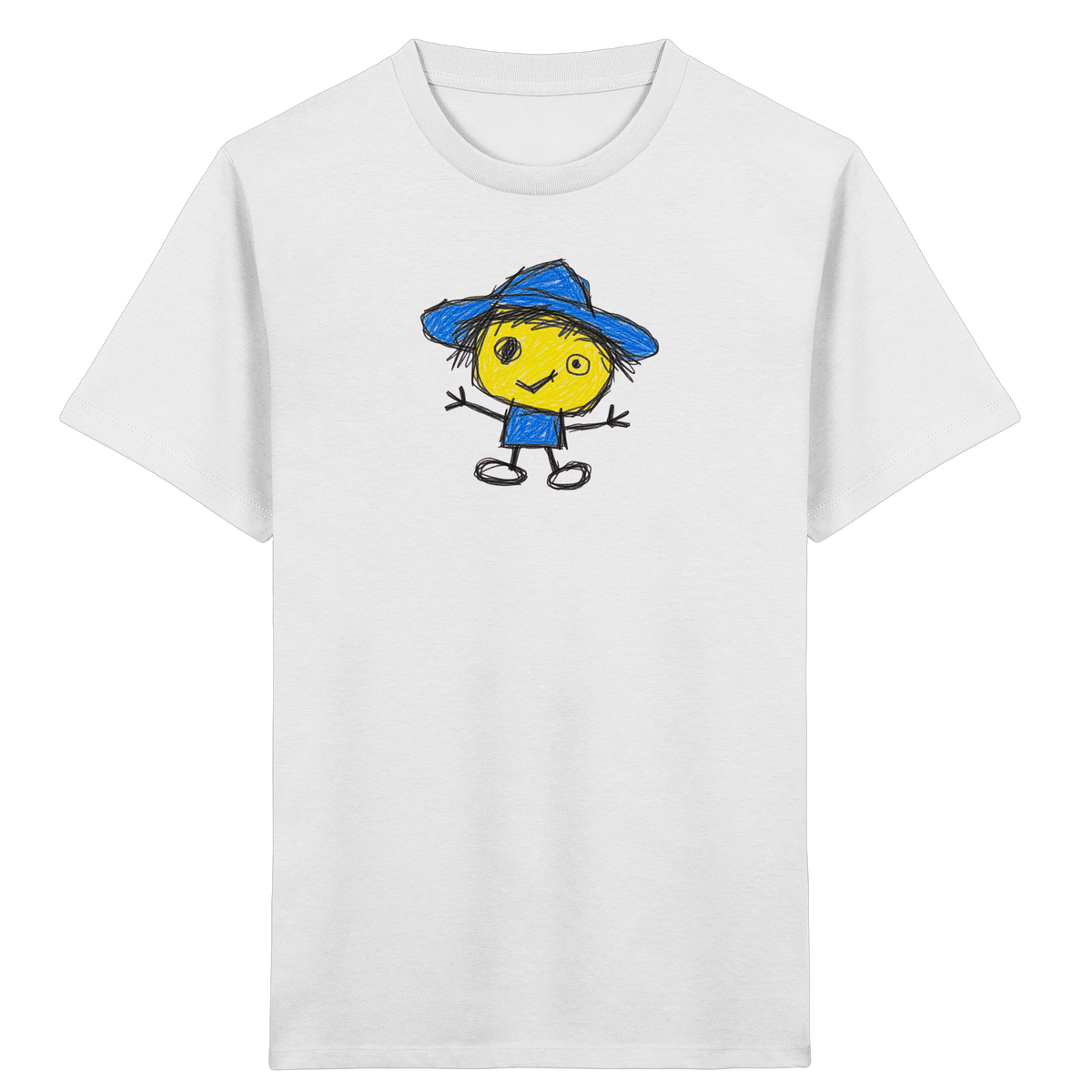 Kritzelkopf mit blauem Regenhut - Kinder Bio T-Shirt