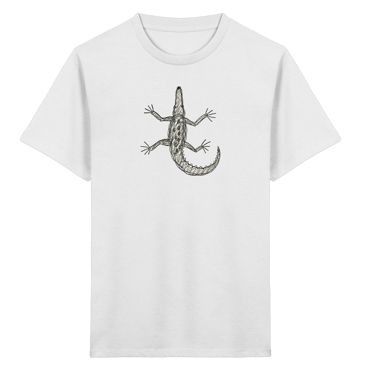 Krokodil von oben gezeichnet - Kinder Bio T-Shirt