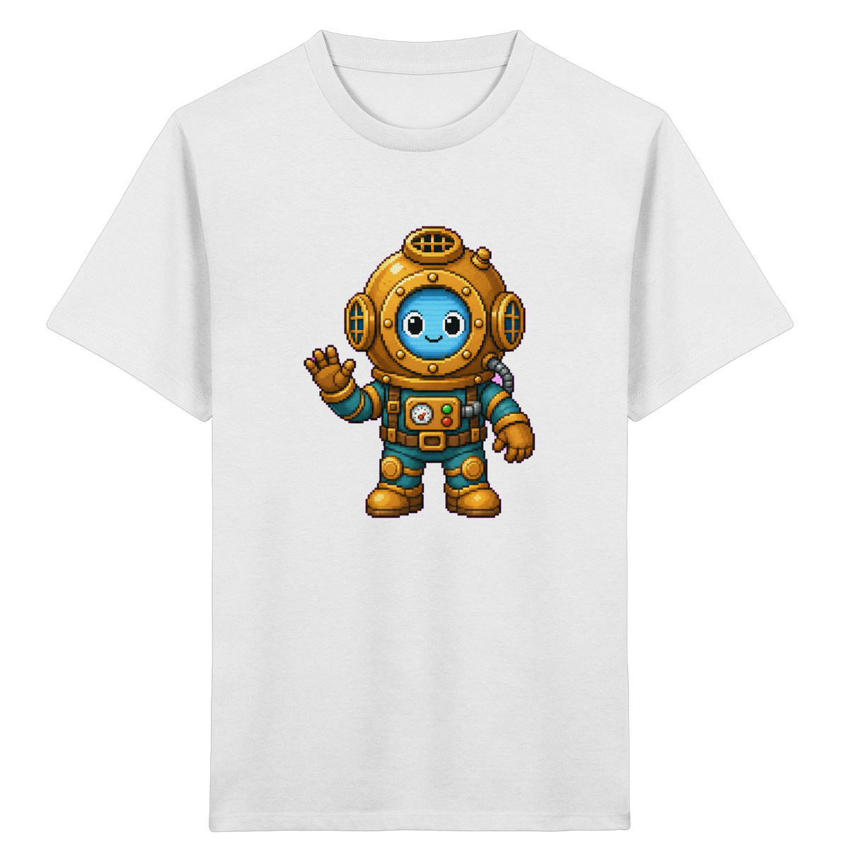 Pixel-Taucher: Goldener Helm Kinder T-Shirt - Kinder Bio T-Shirt