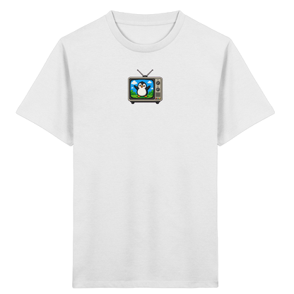 Pixel Pinguin vor Retro-TV: Kinder T-Shirt - Kinder Bio T-Shirt