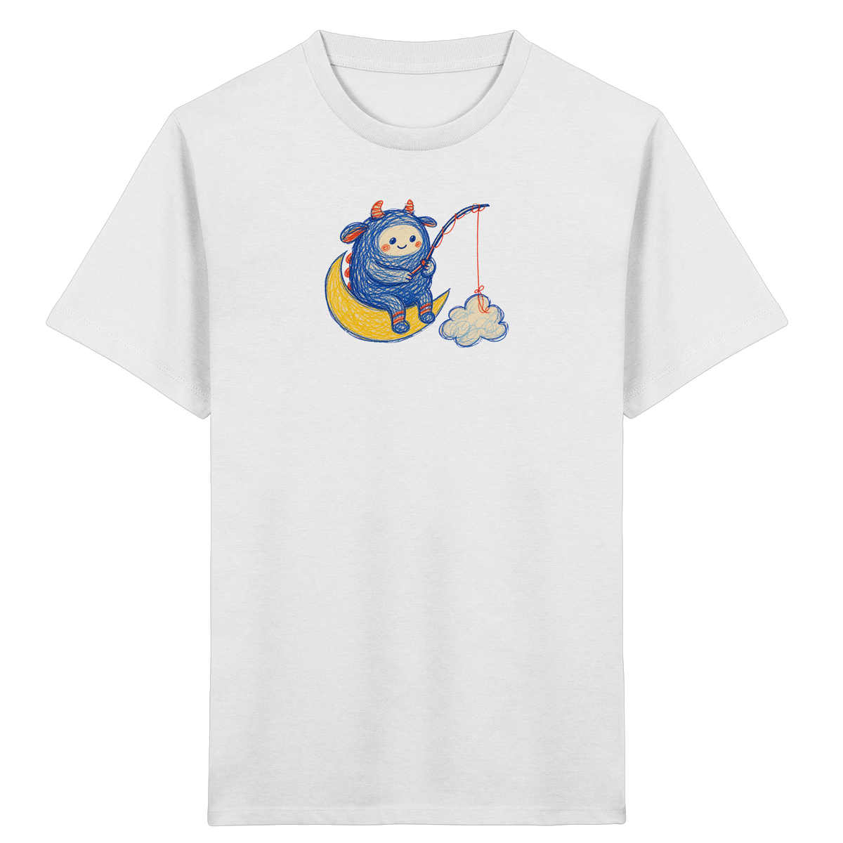Kleiner Wolkenangler auf Mondsichel - Kinder Bio T-Shirt