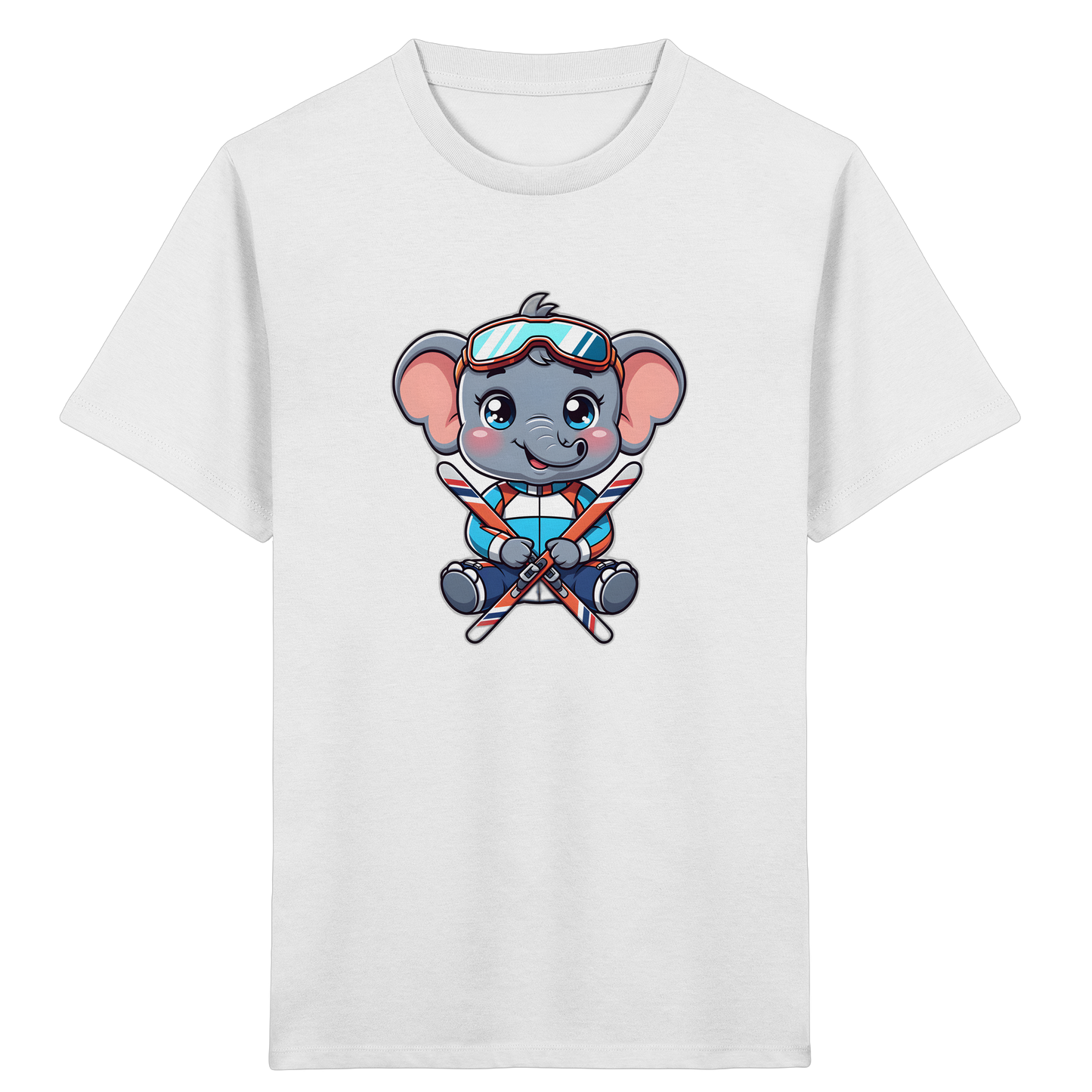 Skifahrender Elefant: Fröhliches Kinder T-Shirt
