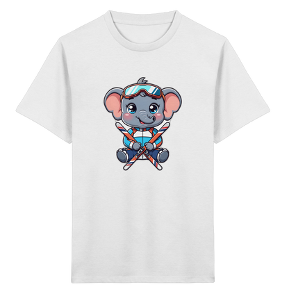 Kinder-T-Shirt mit skifahrendem Elefanten