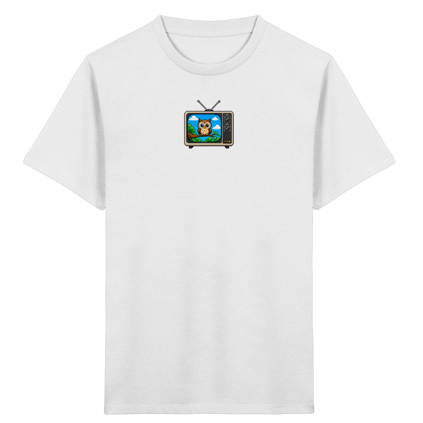 Pixel Eule im Retro-Fernseher Kinder T-Shirt - Kinder Bio T-Shirt