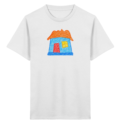 Himmelblaues Haus mit Wolkendach - Kinder Bio T-Shirt