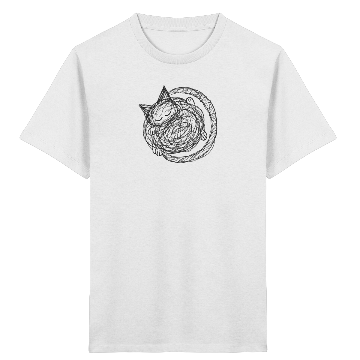 Schlafende Kritzel Katze - Kinder Bio T-Shirt