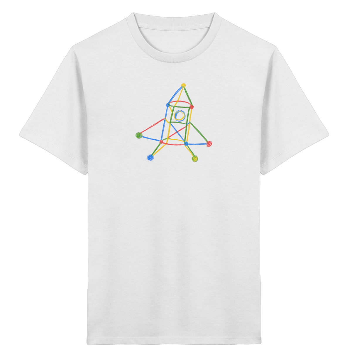 Bunte Rakete mit Farbpunkten - Kinder Bio T-Shirt