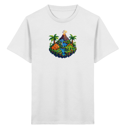 Cooles Dino Pixel Insel T-Shirt - Kinder Bio T-Shirt