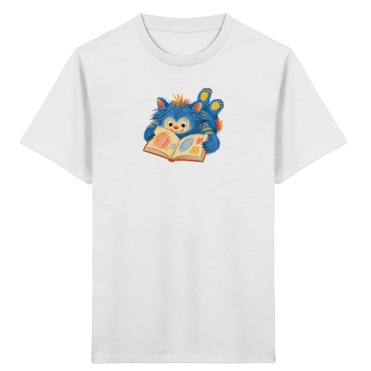 Bücherwurm Monster liest Bilderbuch - Kinder Bio T-Shirt
