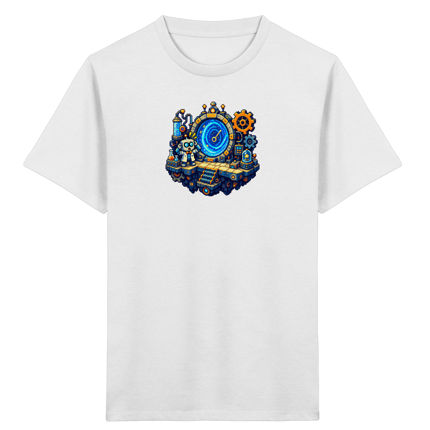Cooles Roboter Wissenschaftler Pixel T-Shirt - Kinder Bio T-Shirt