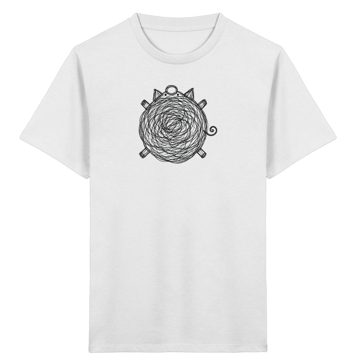 Schwein von oben Kritzelmotiv - Kinder Bio T-Shirt