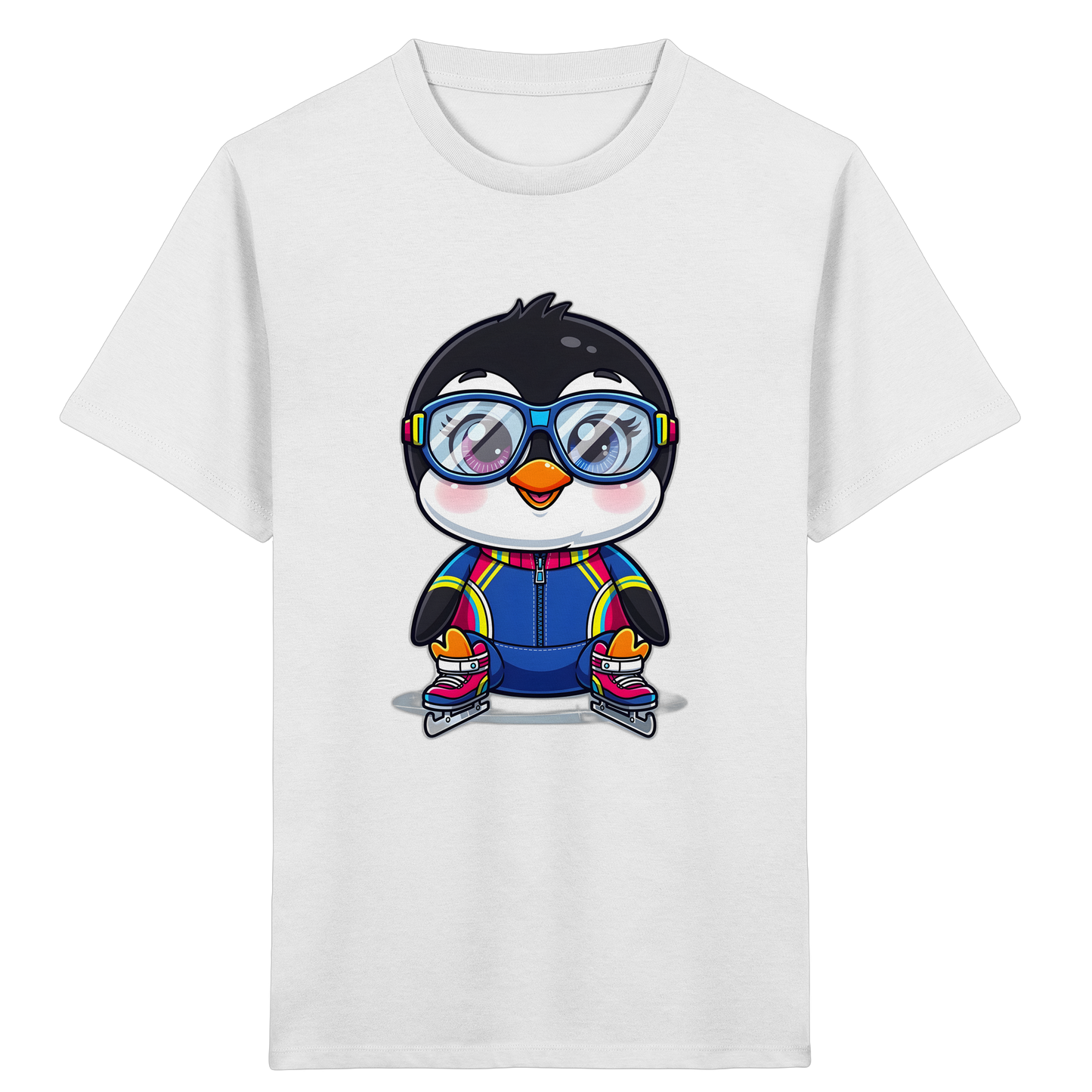 Fröhlicher Pinguin auf Schlittschuhen Kinder T-Shirt