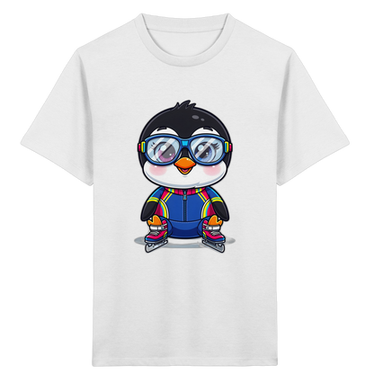 Pinguin auf Schlittschuhen – Kinder Bio-T-Shirt