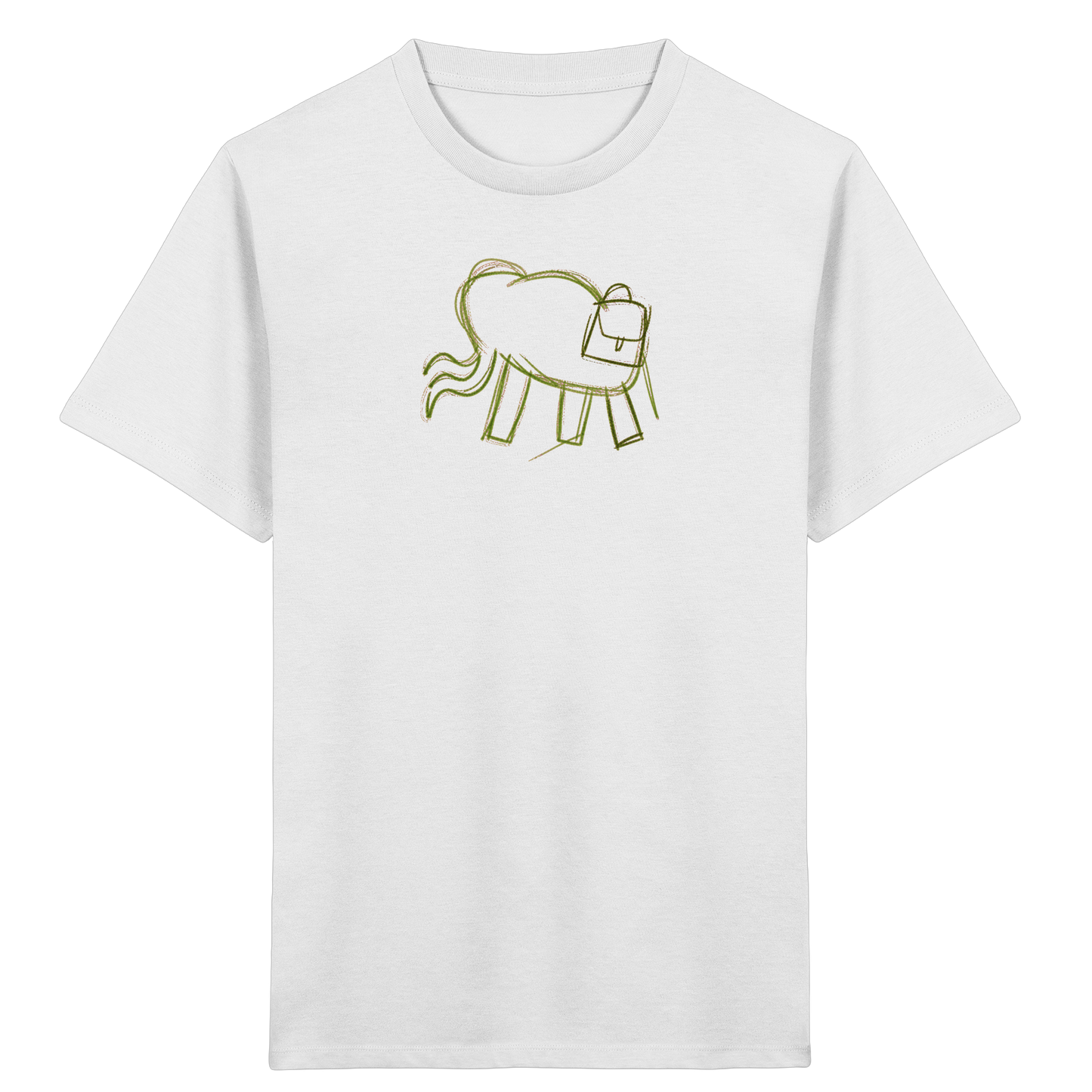 Grüner Wackelelefant mit Ranzen - Kinder Bio T-Shirt