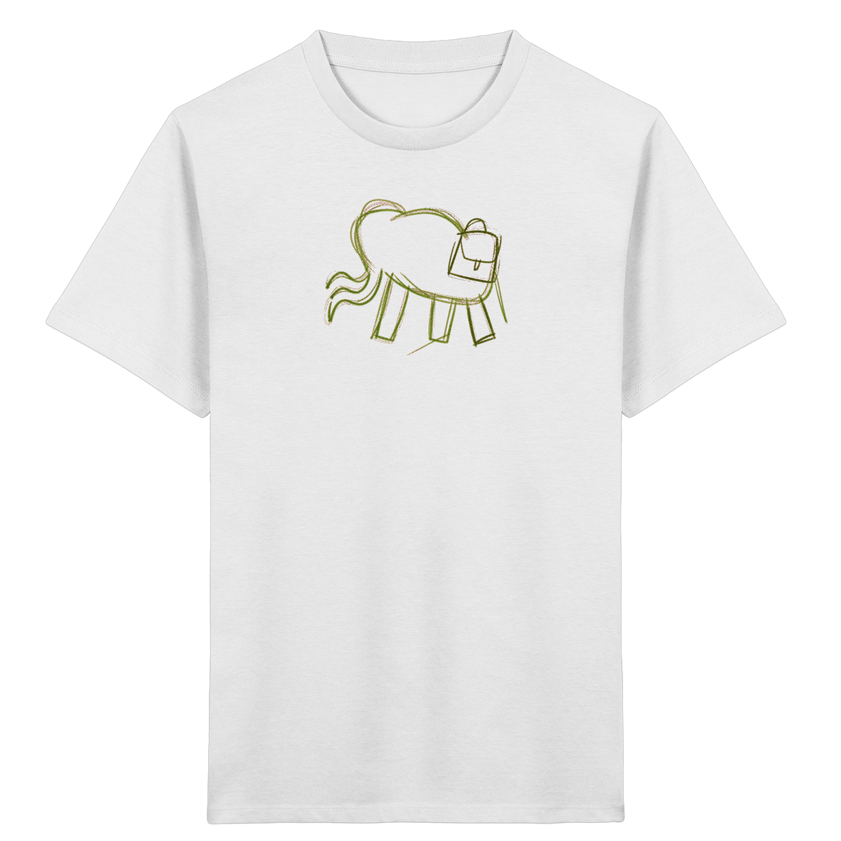 Grüner Wackelelefant mit Ranzen - Kinder Bio T-Shirt