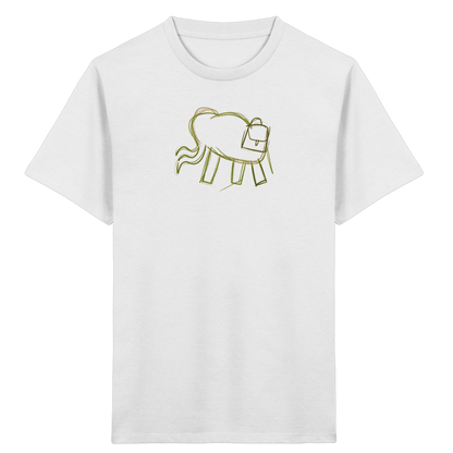 Grüner Wackelelefant mit Ranzen - Kinder Bio T-Shirt
