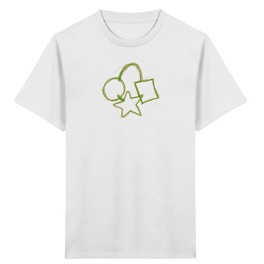 Grüne Formenfamilie mit Ranzen - Kinder Bio T-Shirt
