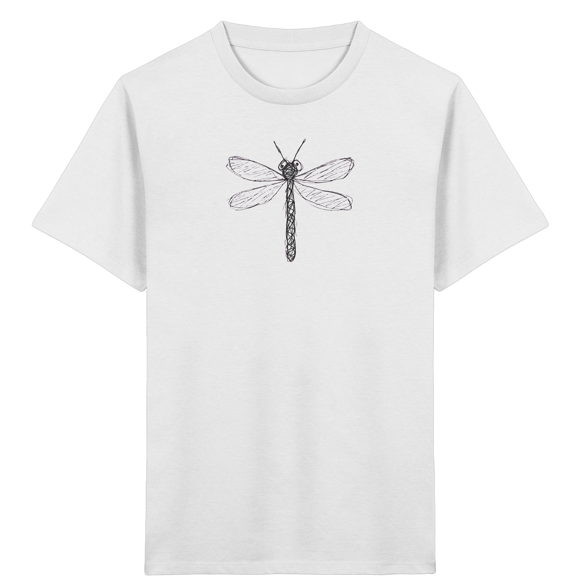 Libelle von oben gezeichnet - Kinder Bio T-Shirt