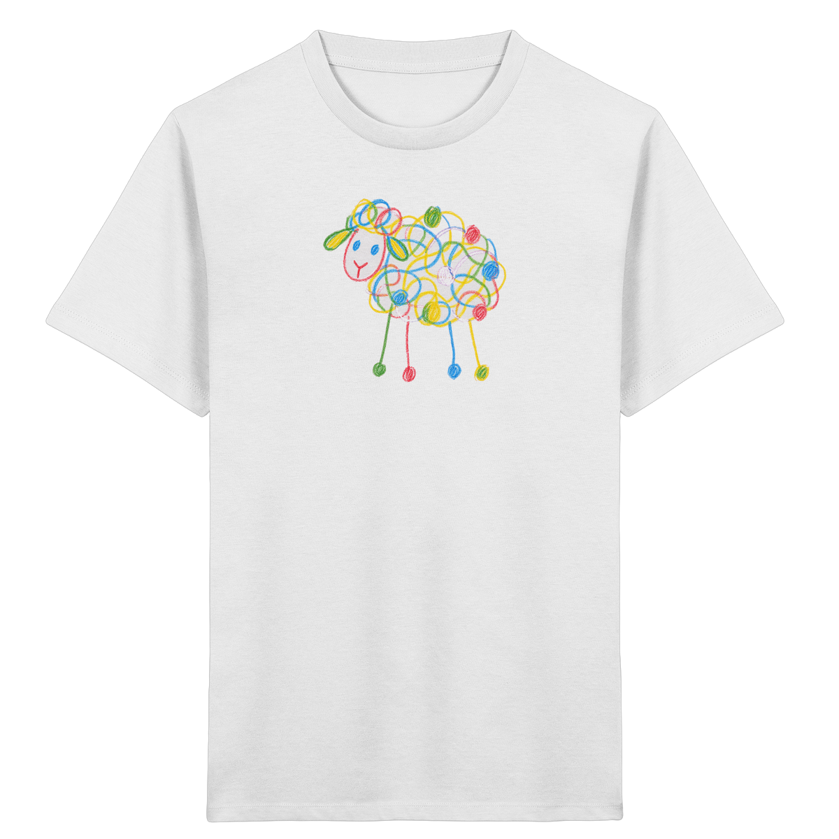 Buntes Farbpunkt-Schaf Shirt - Kinder Bio T-Shirt
