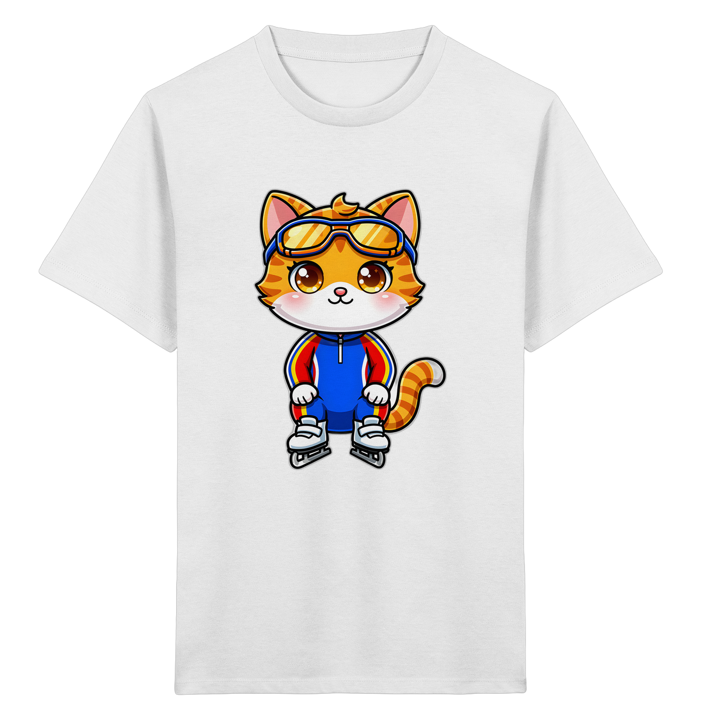 Katze auf Schlittschuhen: Sportliches Kinder-T-Shirt