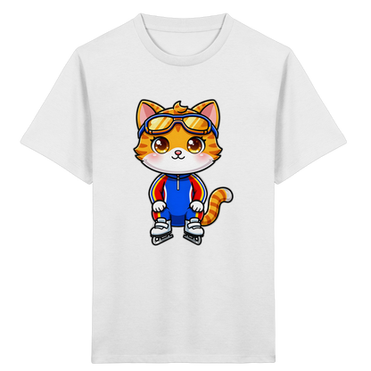 Kinder-T-Shirt mit Katze auf Schlittschuhen