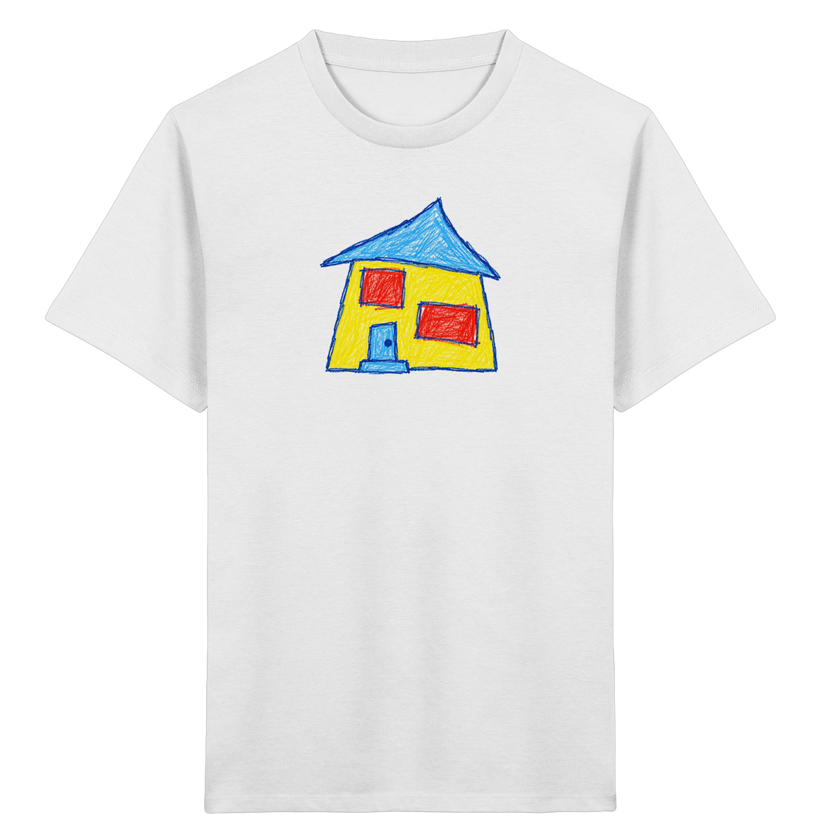 Gelbes Haus mit Doppelfenstern - Kinder Bio T-Shirt
