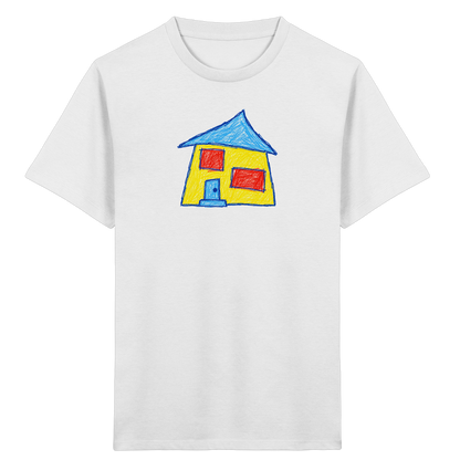 Gelbes Haus mit Doppelfenstern - Kinder Bio T-Shirt