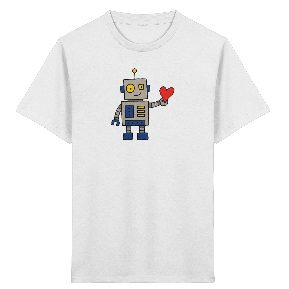 Verspieltes Roboter T-Shirt mit Herz - Kinder Bio T-Shirt