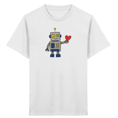Verspieltes Roboter T-Shirt mit Herz - Kinder Bio T-Shirt