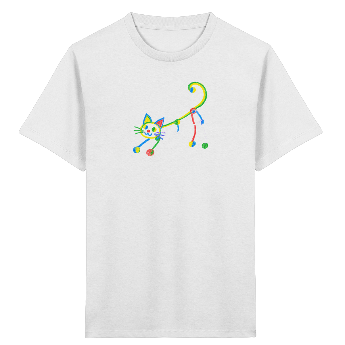 Farbpunkt Katze Kinderzeichnung - Kinder Bio T-Shirt