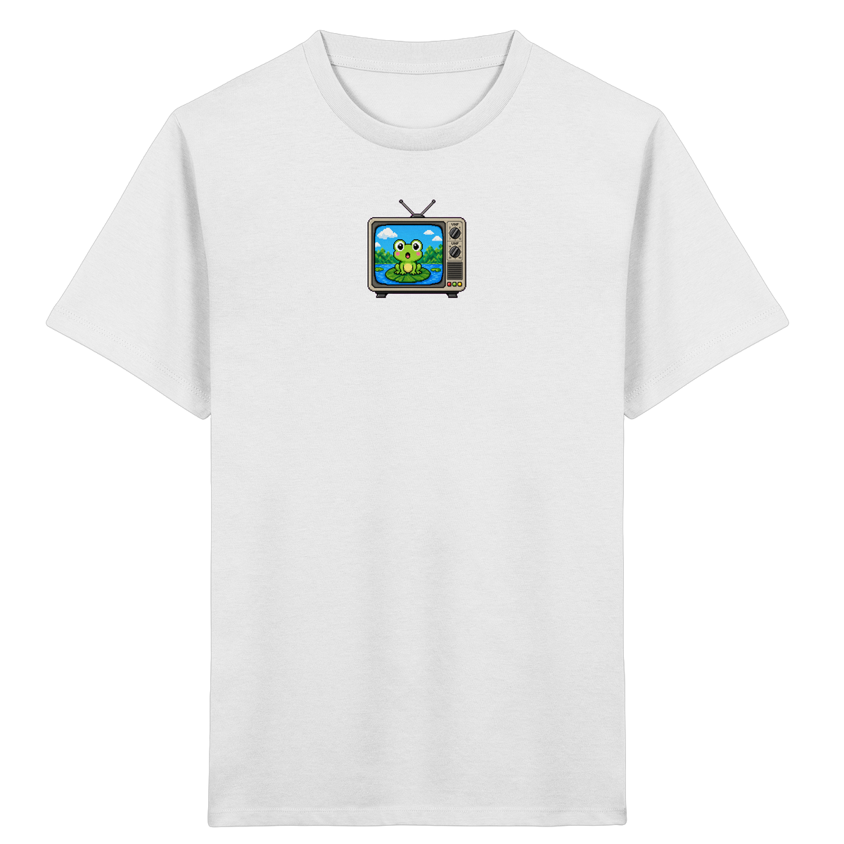 Pixel Frosch im Retro Fernseher - Kinder Bio T-Shirt
