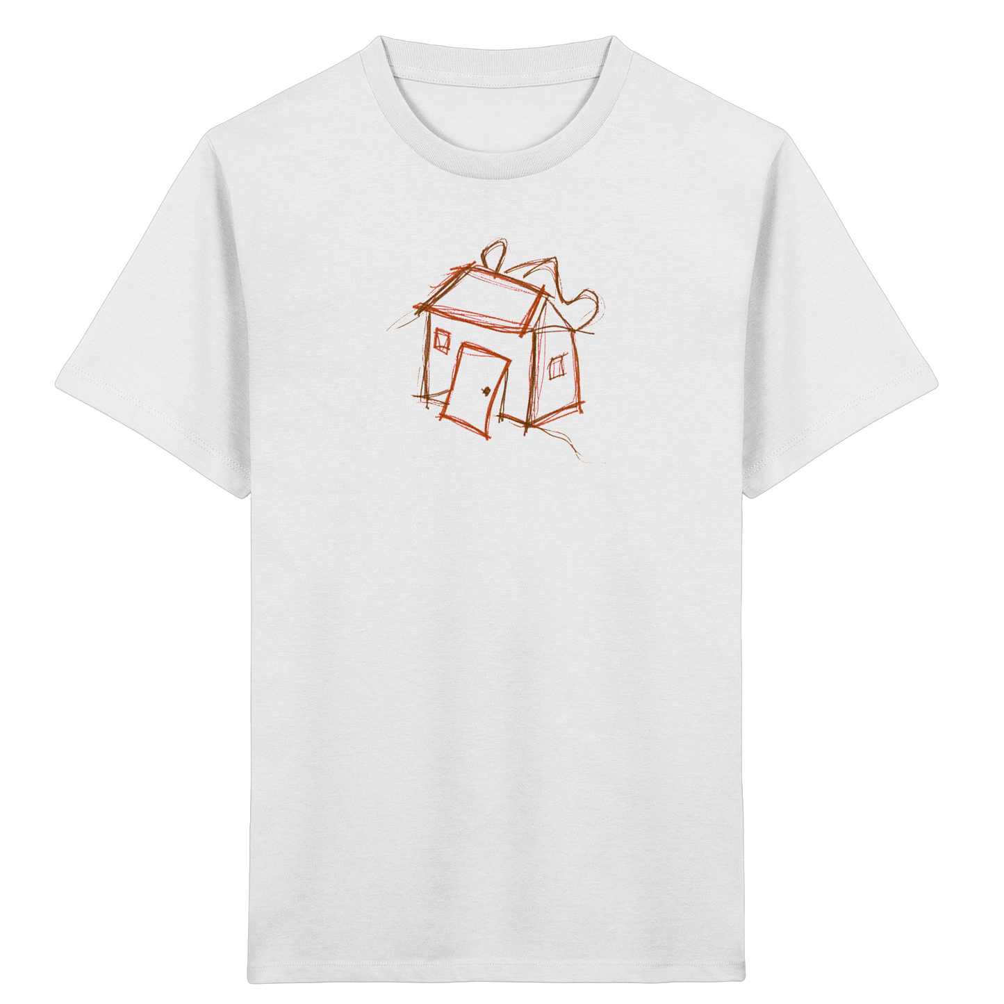 Kakaobraunes Ranzenhaus Motiv - Kinder Bio T-Shirt